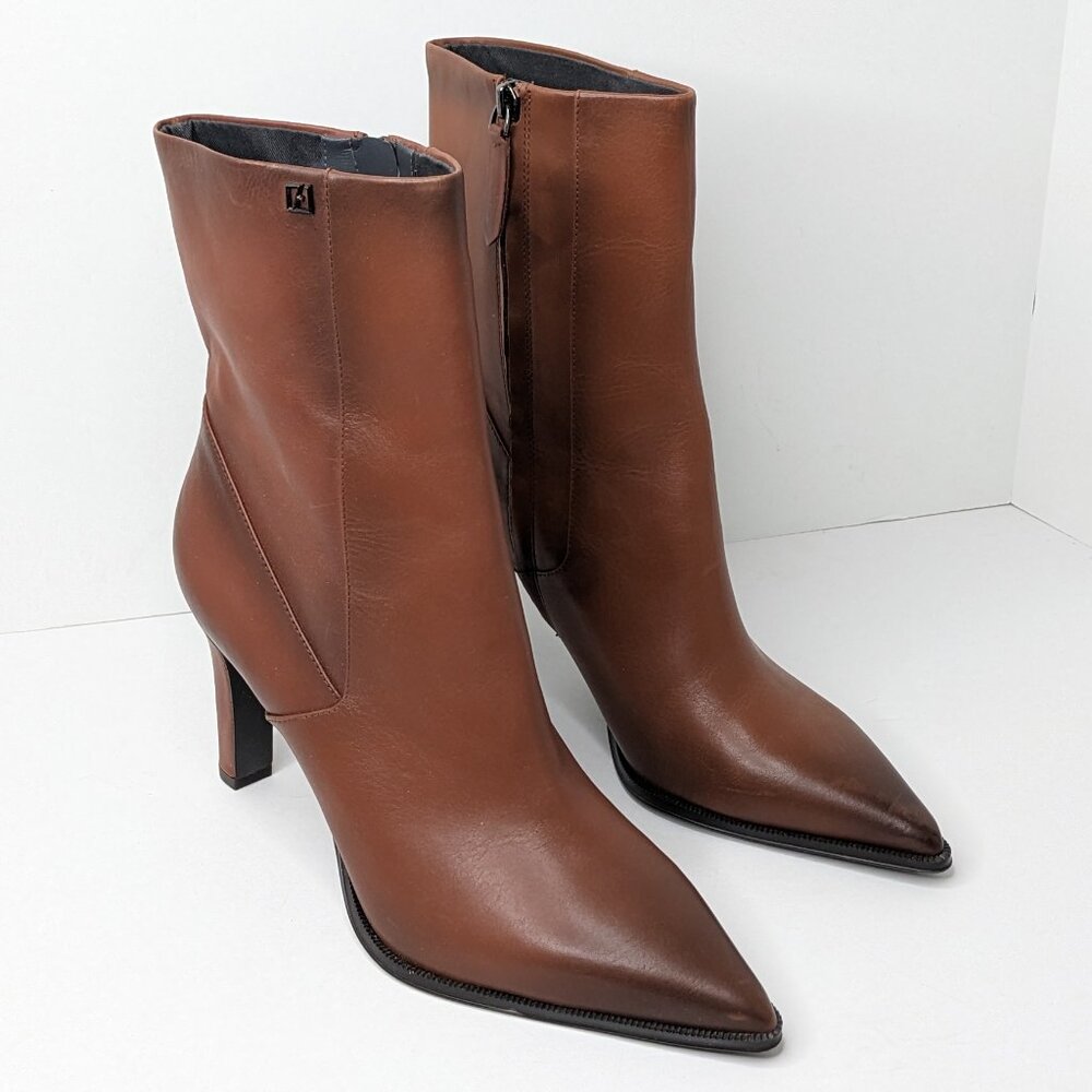 Franco Sarto Appia Heeled Booties, Brown Leather, Women's 10